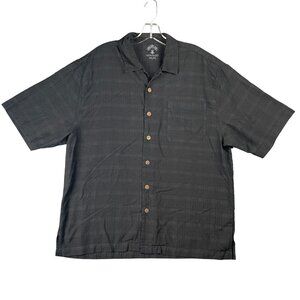 Montego Palms Hawaiian Shirt Mens Size L Black Silk Everyday Beach Work Office